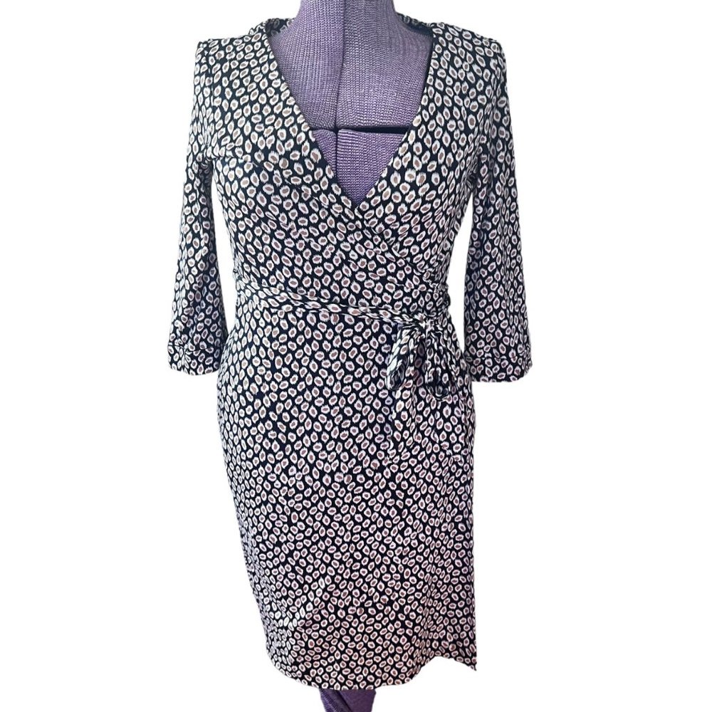 Diane Von Furstenburg New Julian Silk Jersey Printed Wrap Dress 8